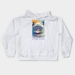 Cat with Daisy Eyes by Louis Wain Kids Hoodie